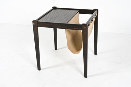 BRDR. FURBO OAK & CANVAS MAGAZINE RACK END TABLE