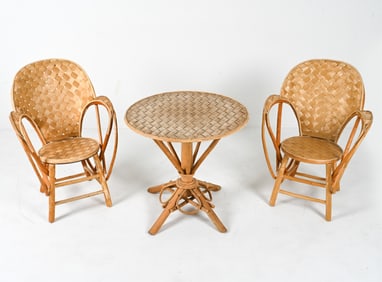 PASCAL RAFFIER VANNERIE FRENCH CHESTNUT BISTRO SET