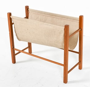 DANISH TEAK & CANVAS MAGAZINE RACK