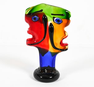 DOUBLE-FACE ART GLASS SCULPTURE