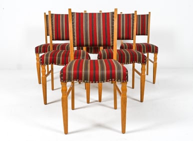 (6) MANNER OF HENNING KJAERNULF OAK DINING CHAIRS
