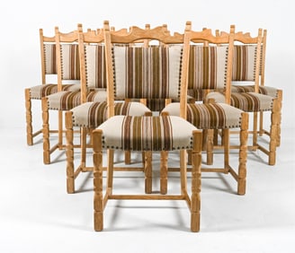 (10) MANNER OF HENNING KJAERNULF OAK DINING CHAIRS