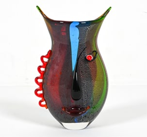 MODERN ART GLASS VASE WITH CUBIST FACE