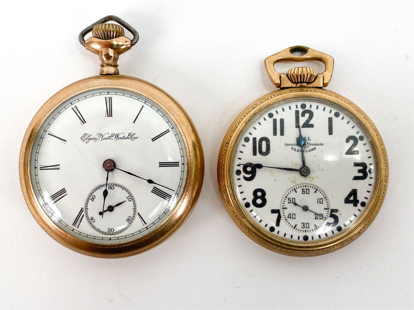 (2) GOLD FILLED POCKET WATCHES INCL ELGIN AND BALL (1 of 13)