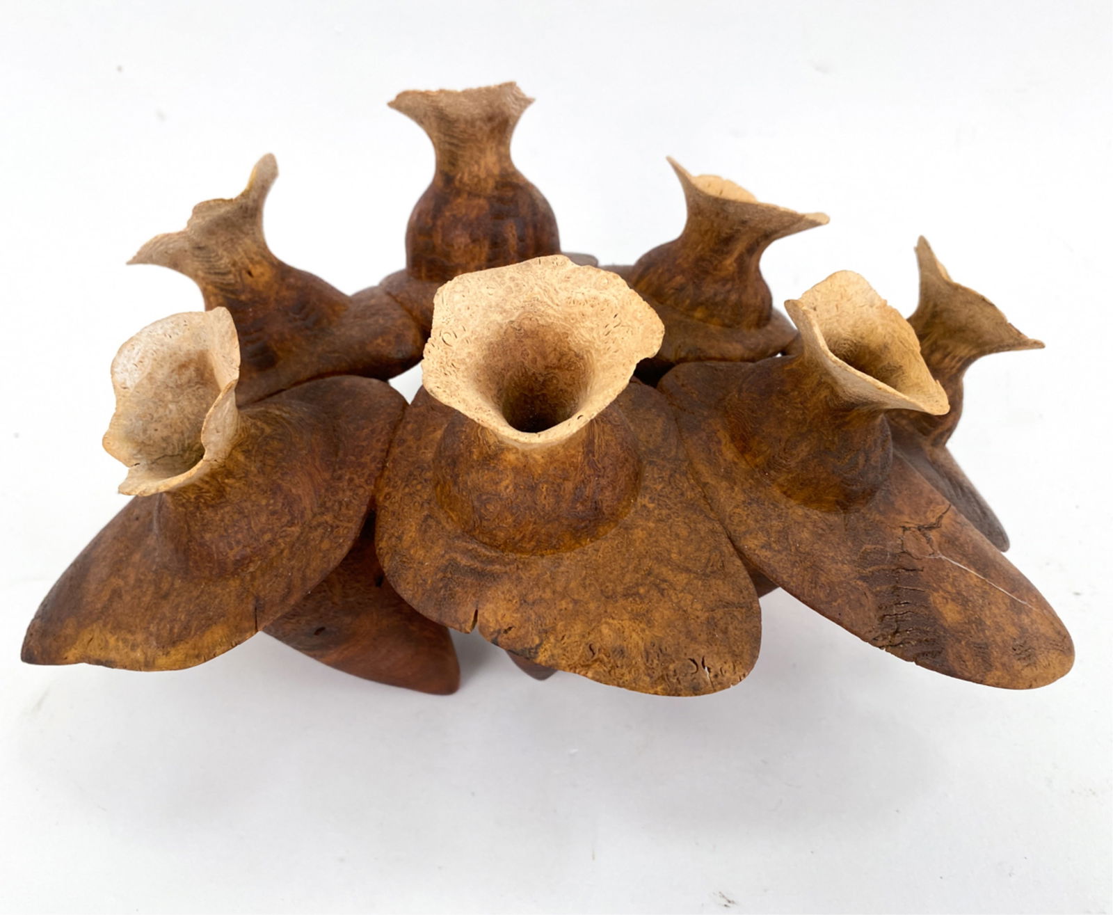 WOODEN CARVED BELL FLOWER SCULPTURE (1 of 12)