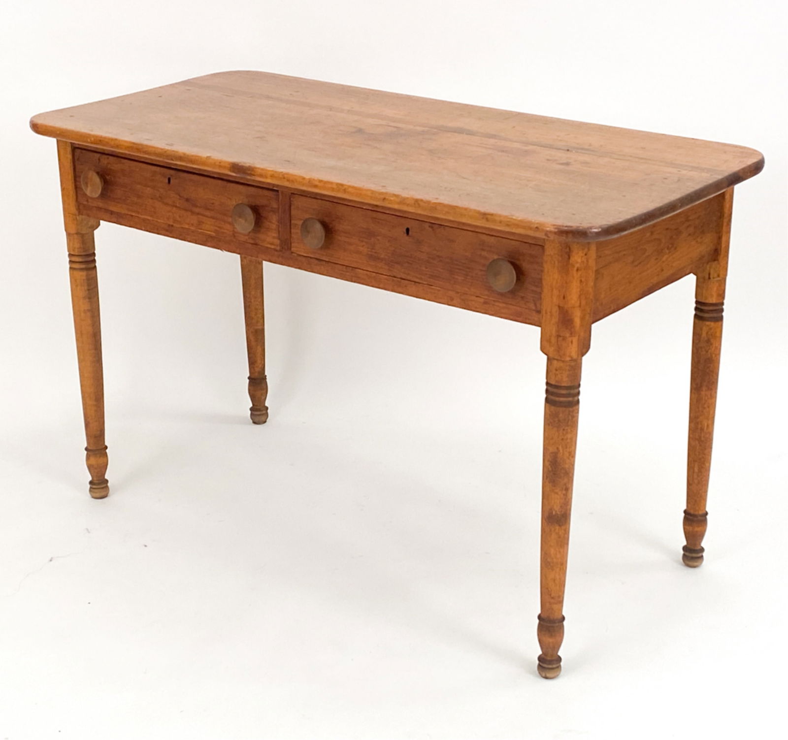 ANTIQUE PINE 2-DRAWER DESK CONSOLE TABLE (1 of 16)