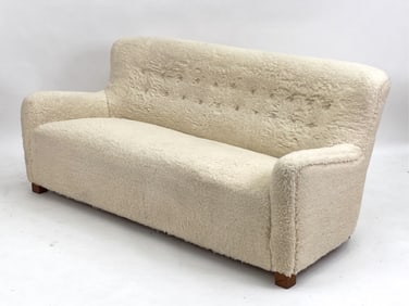 DANISH LAMBS WOOL SOFA BY A. J. IVERSEN, C. 1940'S