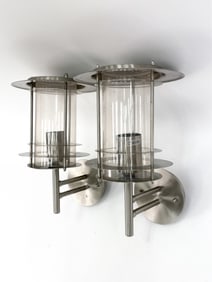 (2) VINTAGE DANISH OUTDOOR STEEL SCONCES