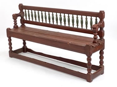 SWEDISH PINE TURNABLE BENCH, C. 1900