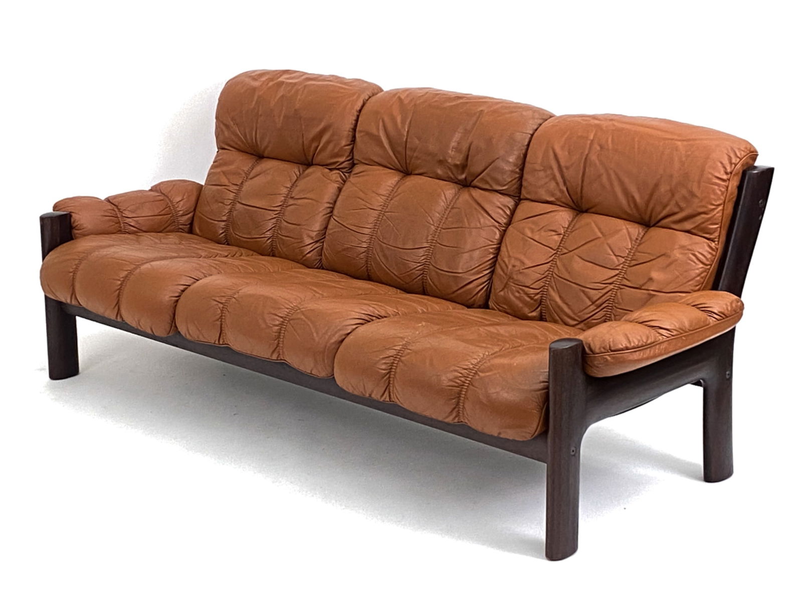 NORWEGIAN LAFER-STYLE MAHOGANY 3-SEATER SOFA (1 of 14)