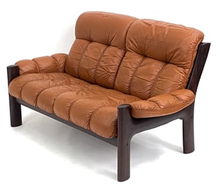 NORWEGIAN LAFER-STYLE MAHOGANY 2-SEATER SOFA