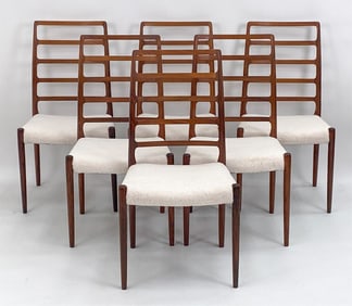 (6) ROSEWOOD DINING CHAIRS FOR N.O. MOLLER MODEL 82