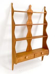 DANISH OAK FLOATING WALL SHELF, C. 1970