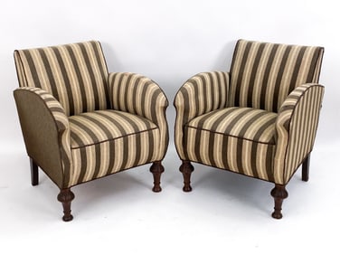 DANISH ART DECO MAHOGANY CLUB CHAIRS, C. 1940'S