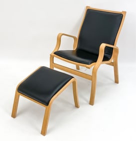 TTR. JACOB KJAER BEECH CHAIR & OTTOMAN, C. 1980