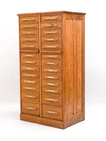 VINTAGE OAK MULTI-DRAWER APOTHECARY STYLE CABINET