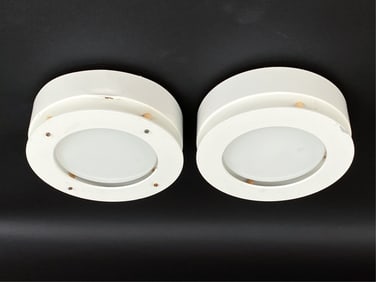 PAIR OF LOUIS POULSEN STEEL CEILING LIGHTS