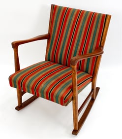 FRITZ HANSEN STYLE TEAK ROCKING CHAIR, C.1950