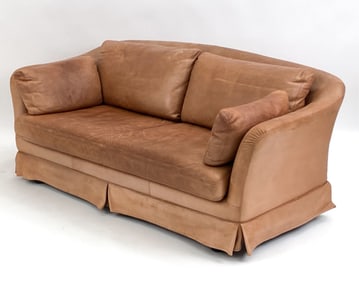 SWEDISH MID-CENTURY DUX BROWN LEATHER SOFA