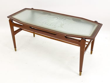 ART DECO GLASS AND BEECH COFFEE TABLE BY SLAGELSE