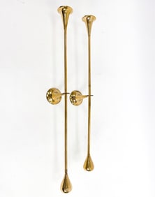 PAIR ATTR. PIERRE FORSELL BRASS CANDLE SCONCES
