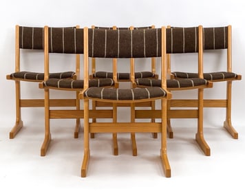 (6) FARSTRUP DANISH MODERN ELM DINING CHAIRS