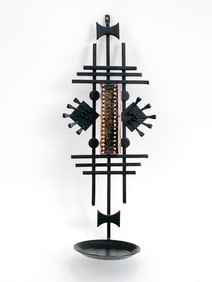 ERIK HOGLUND STYLE STEEL & GLASS CANDLEHOLDER