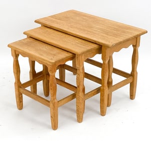 (3) ATTR. HENNING KJAERNULF OAK NESTING TABLES