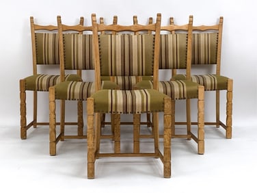 (6) MANNER OF HENNING KJAERNULF OAK DINING CHAIRS