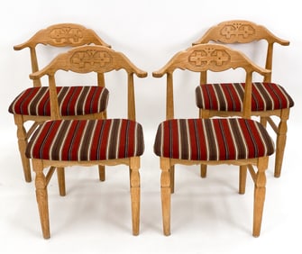 (4) HENNING KJAERNULF OAK DINING CHAIRS