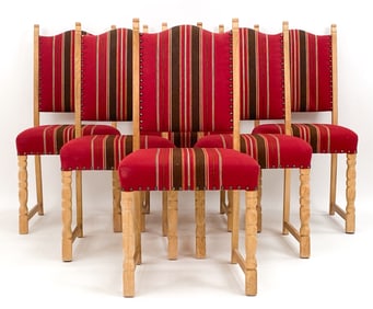 (6) HENNING KJAERNULF DANISH OAK SIDE CHAIRS