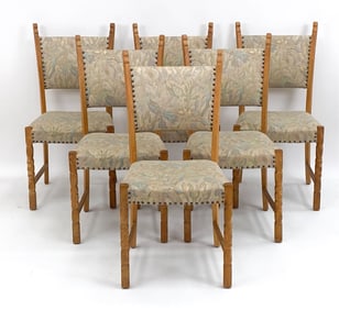 (6) HENNING KJAERNULF STYLE OAK DINING CHAIRS
