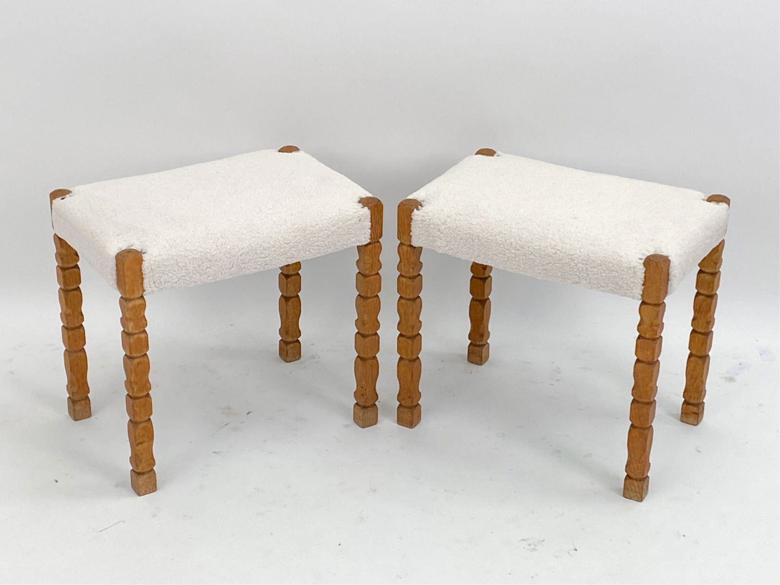 PAIR OF KJAERNULF LAMBSWOOL & OAK FOOTSTOOLS (1 of 11)