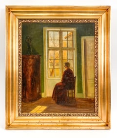 DANISH INTIERIOR VIEW OIL ON CANVAS, SIGNED