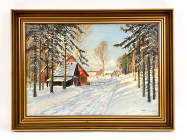 CARL WENNEMOES (DANISH, 1890-1965) WINTER O/C