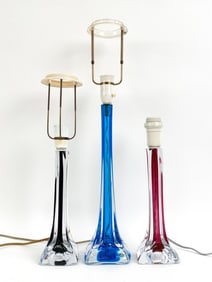 (3) SWEDISH GLASS TABLE LAMPS INCL. FLYGSFORS