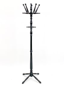 MID-CENTURY BLACK PAINTED PINE COAT RACK