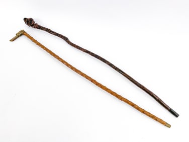 (2) ANTIQUE FIGURAL CARVED CANES