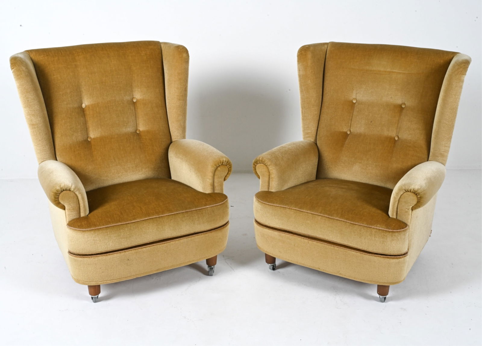 (2) DUTCH MOHAIR WINGBACK ARM CHAIRS C.1970'S (1 of 13)