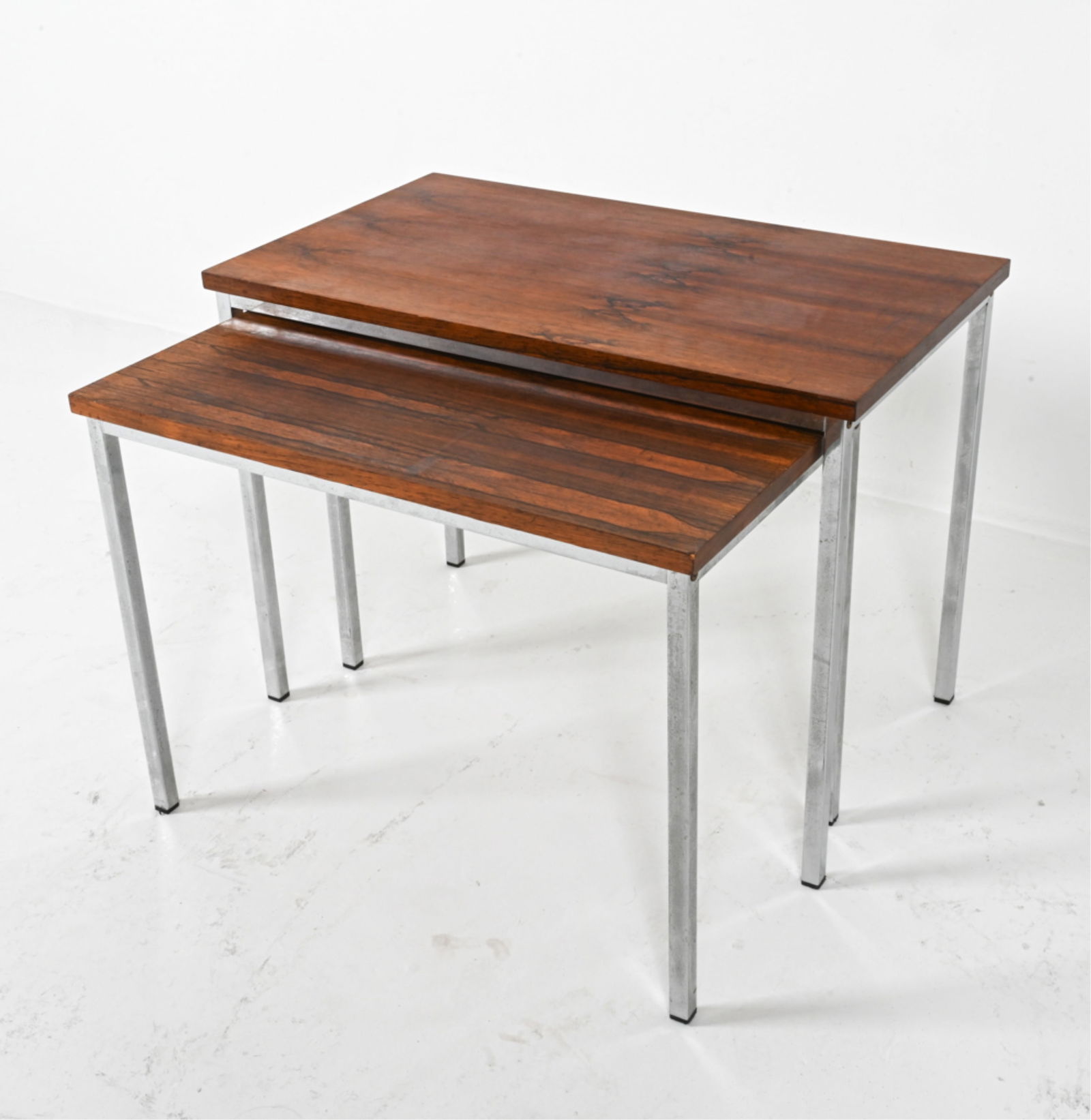 (2) OPAL GERMAN ROSEWOOD & CHROME NESTING TABLES (1 of 19)