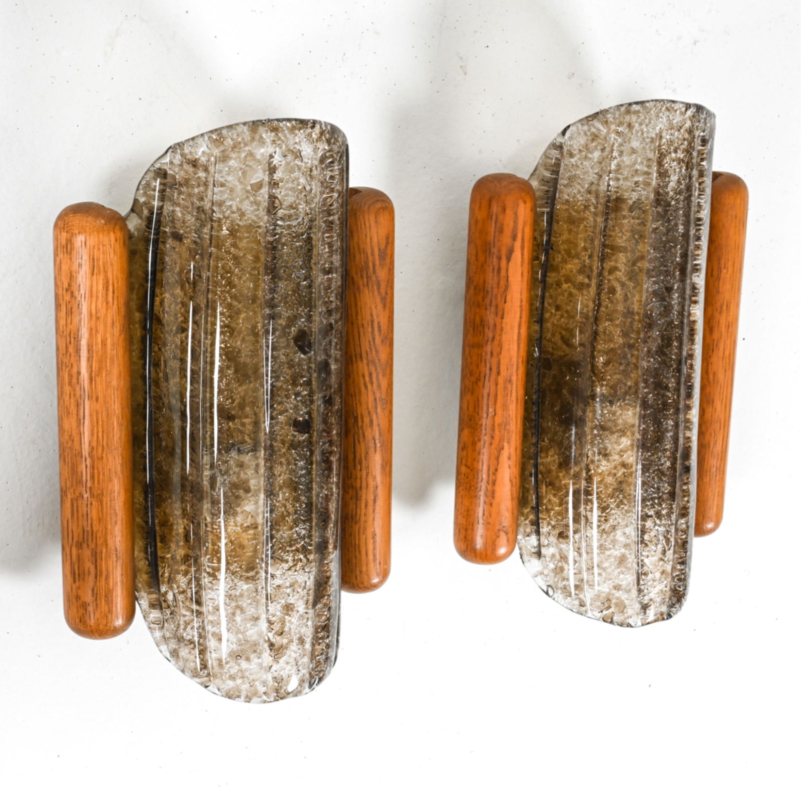 (2) OAK AND GLASS WALL SCONCES BY TEMDE C.1970'S (1 of 10)
