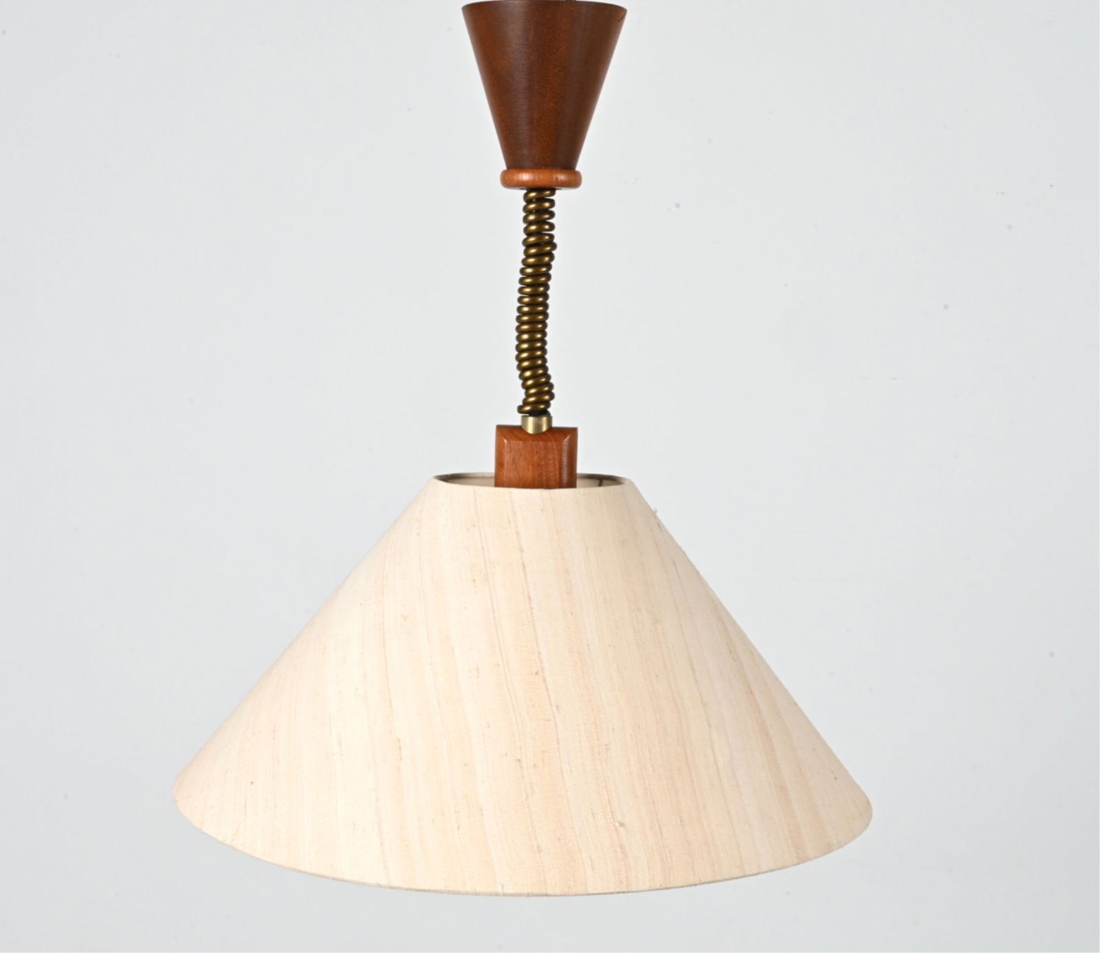 DANISH TEAK ADJUSTABLE PENDANT LAMP C.1960'S (1 of 17)