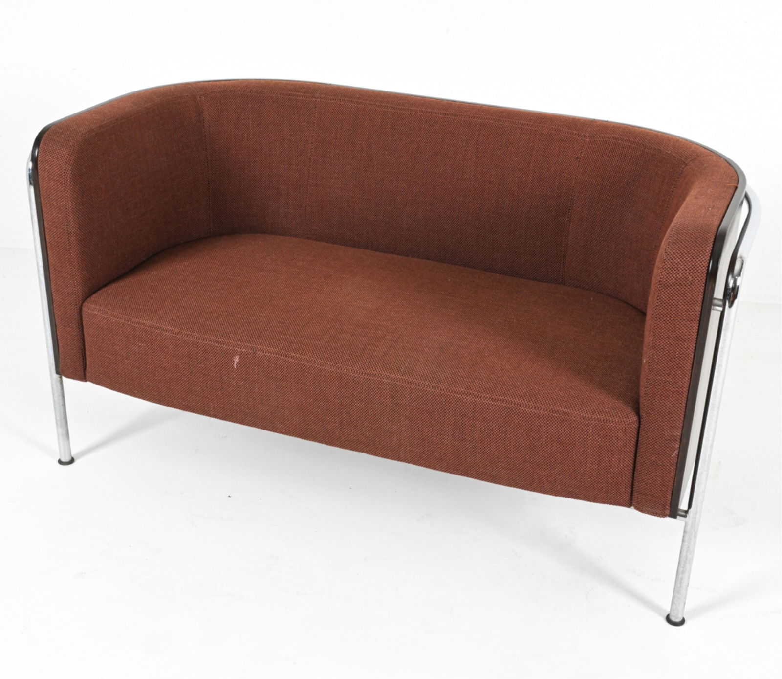 GERMAN SOFA BY CHRISTOPH SZSCHOKE C.1970'S: Fabric upholstery on steel and beech frame. For Thonet. Model S3002. Dimensions: H 29.25" x W 54.25" x D 24". SH 17.25". Condition: Some wear to upholstery. Minor nicks and dings. PG099