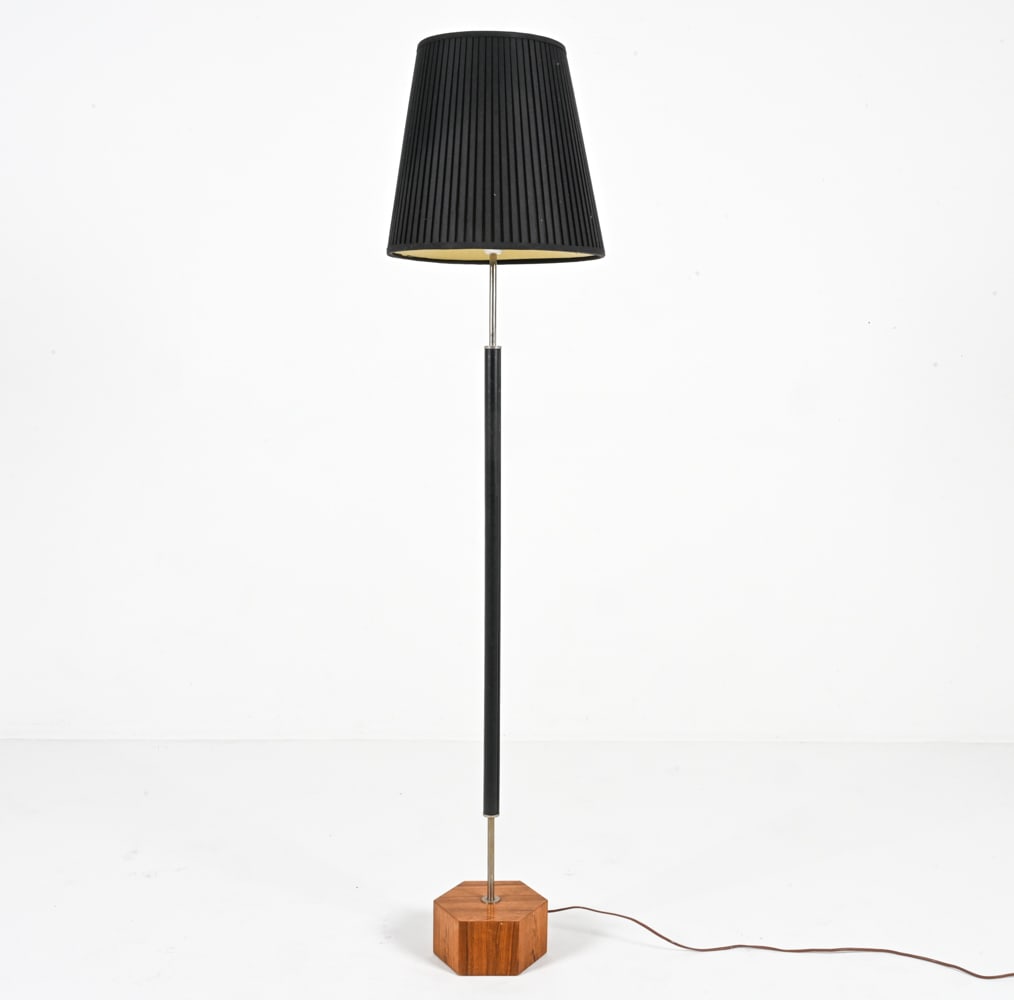 SWEDISH TEAK AND LEATHER FLOOR LAMP C.1950'S (1 of 14)