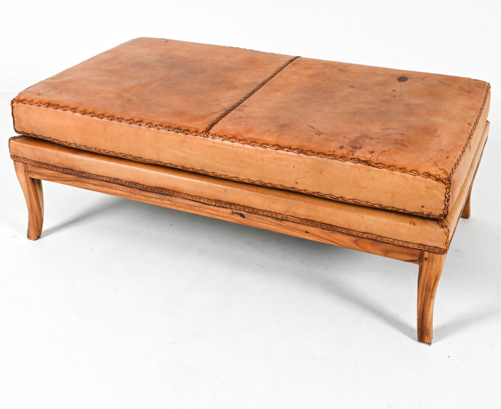 DUTCH LEATHER AND OAK END BENCH C.1970'S (1 of 12)