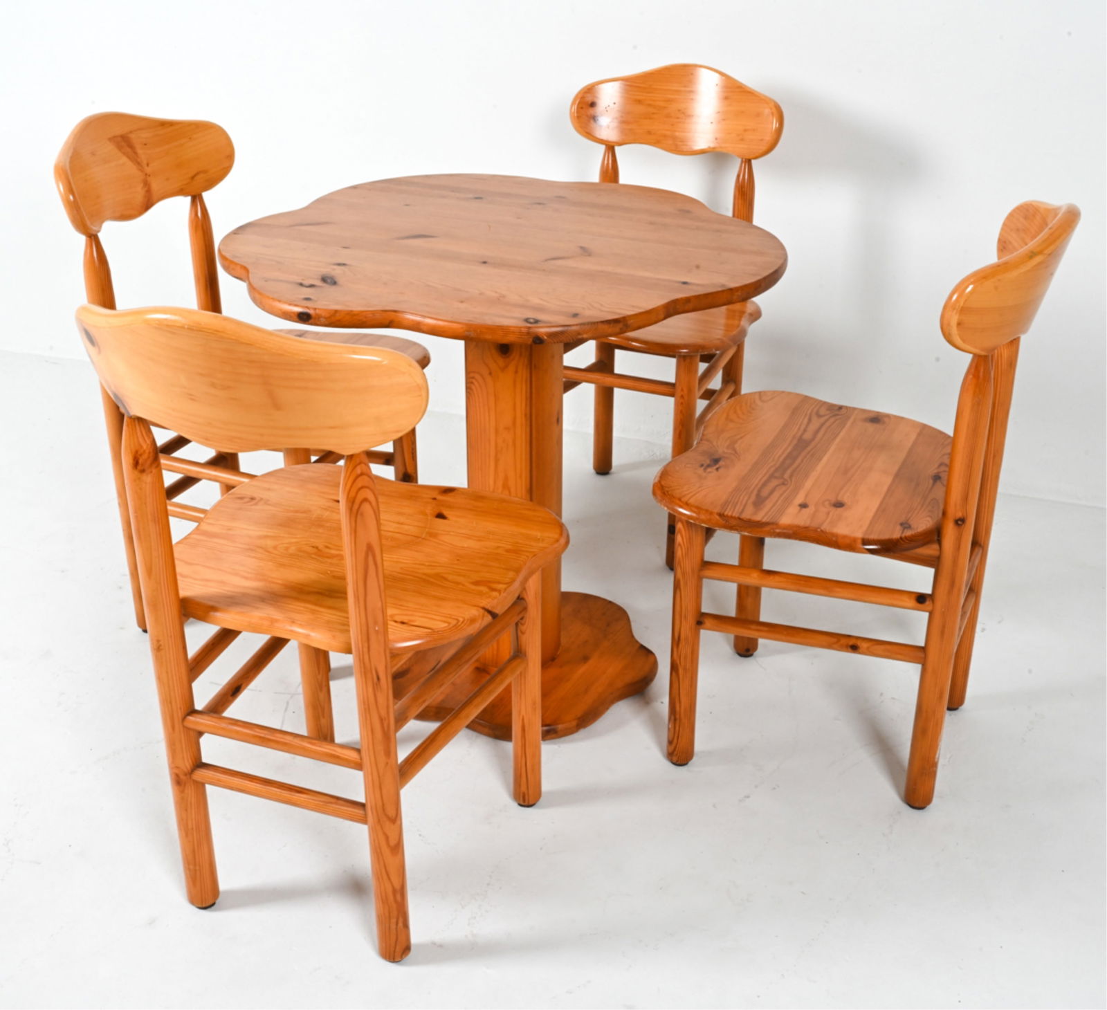 PINE DINING SET IN MANNER OF DAUMILLER C.1970'S (1 of 20)