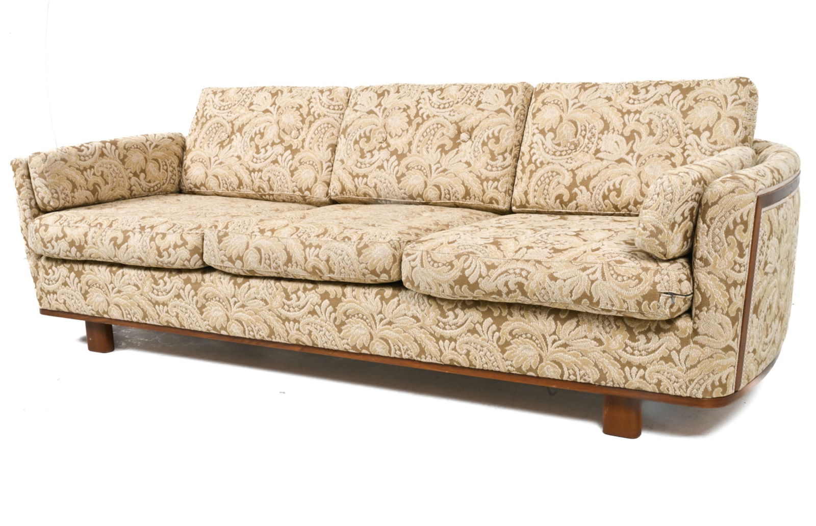 SWEDISH MODERN SOFA IN DAMASK BY HOLM C.1950'S (1 of 14)