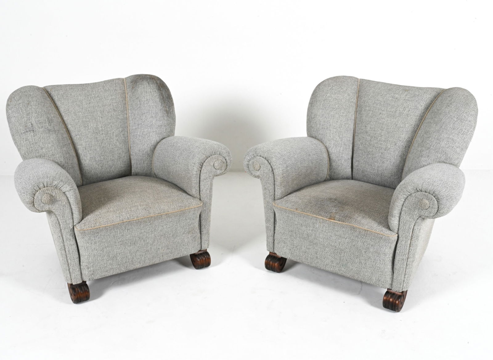 UPHOLSTERD OAK CLUB CHAIRS ATTR. TOR WOLFENSTEIN (1 of 13)