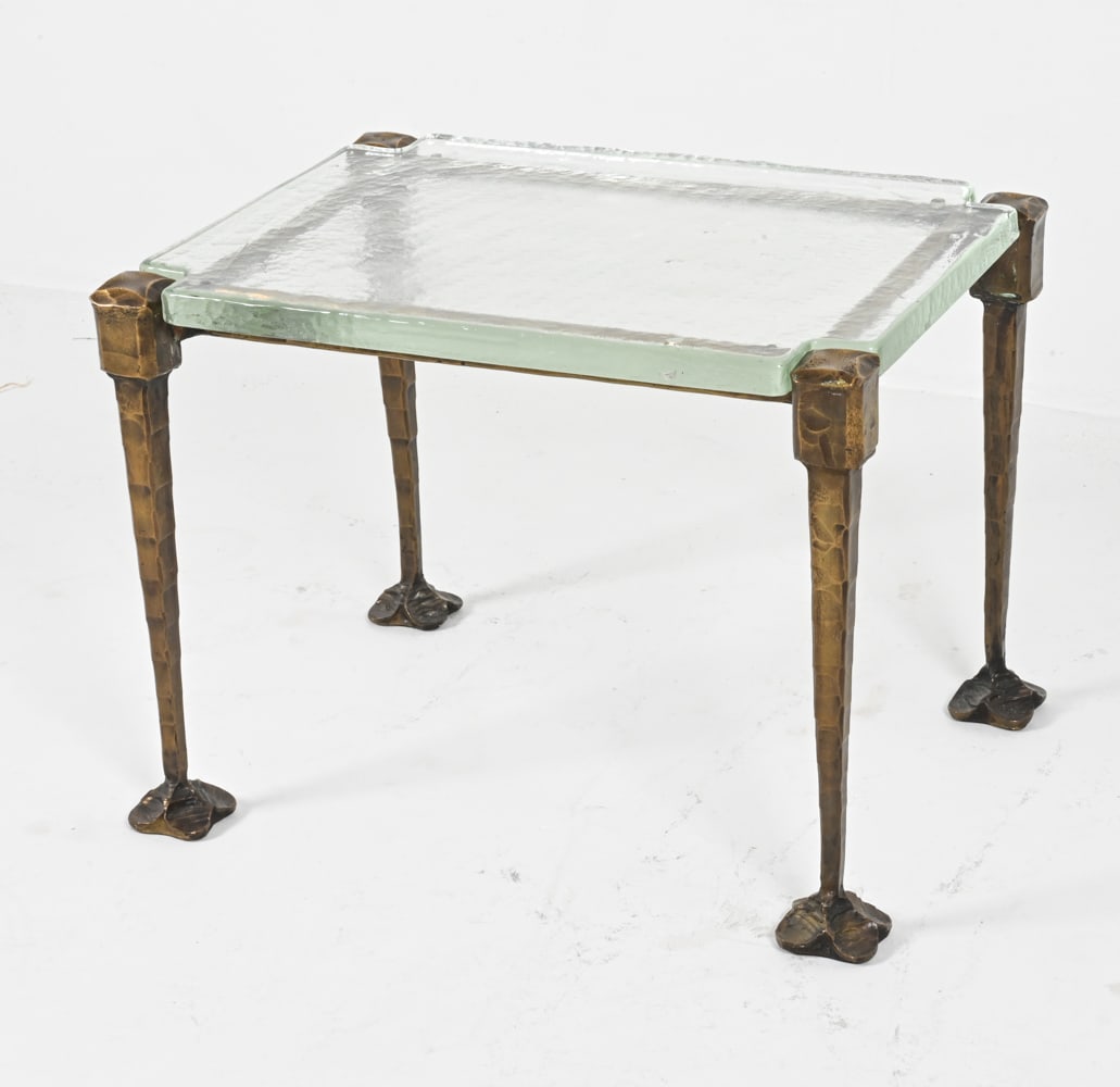 BRONZE AND GLASS TABLE BY LOTHAR KLUTE C.1970'S (1 of 17)