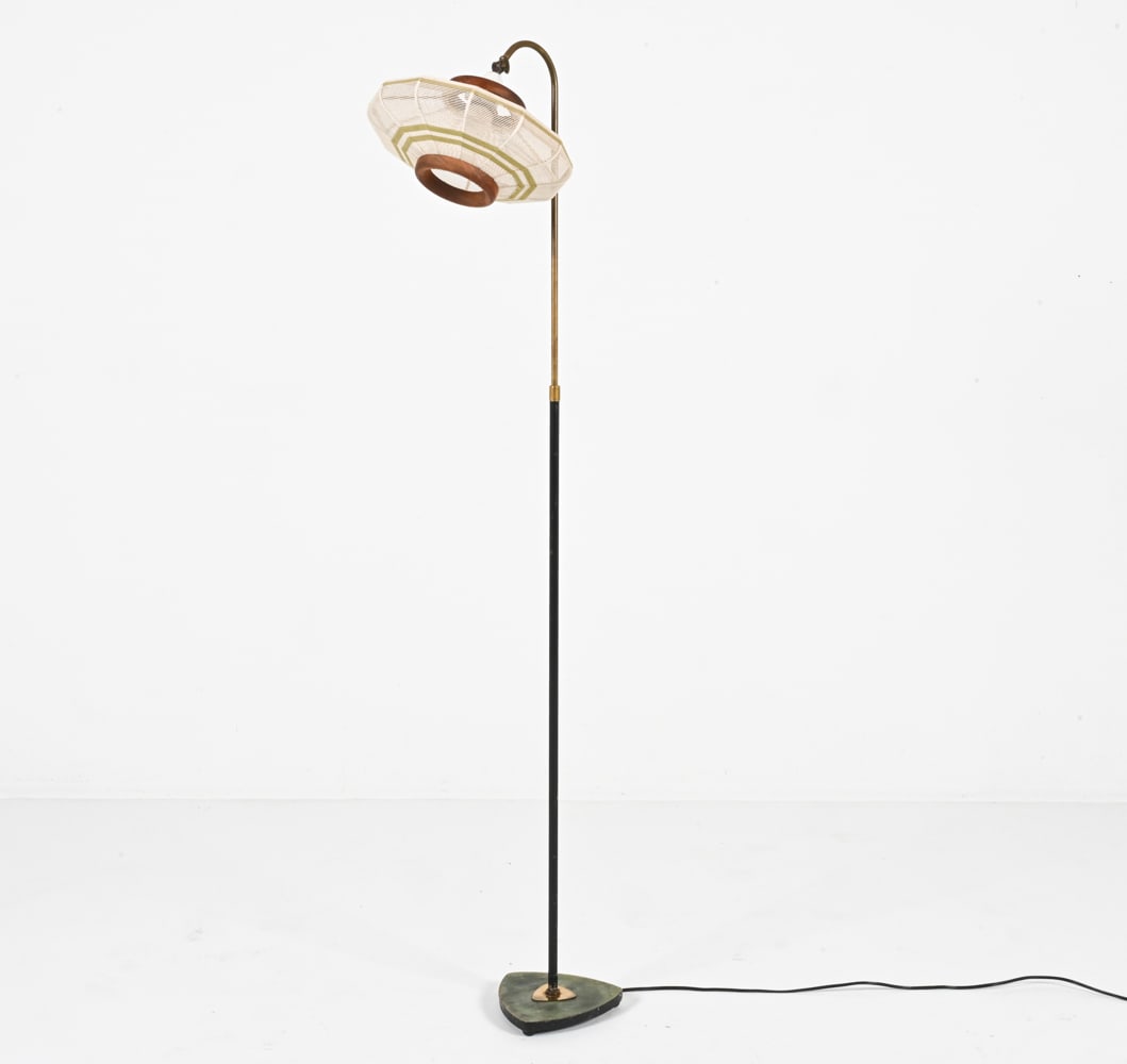 DANISH MODERNIST BRASS & STONE FLOOR LAMP C.1950'S (1 of 14)